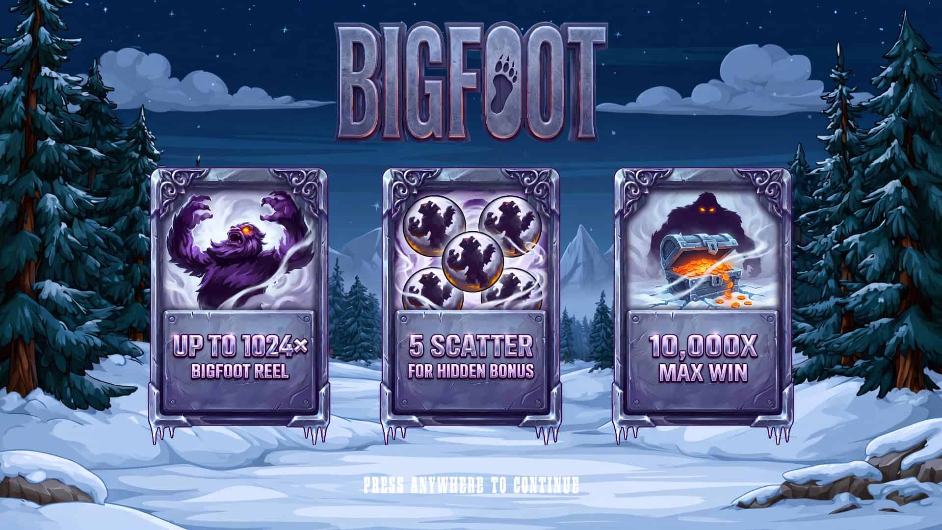 Bigfoot slot intro screen