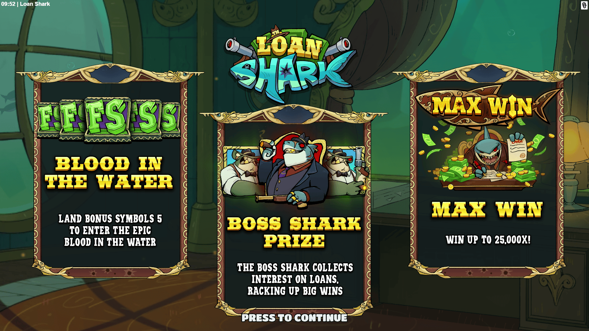 Loan Shark slot intro screen