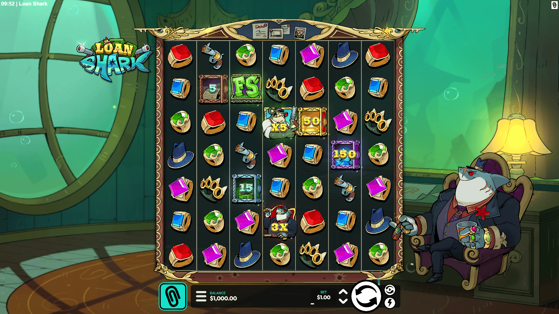 Loan Shark slot gameplay reels