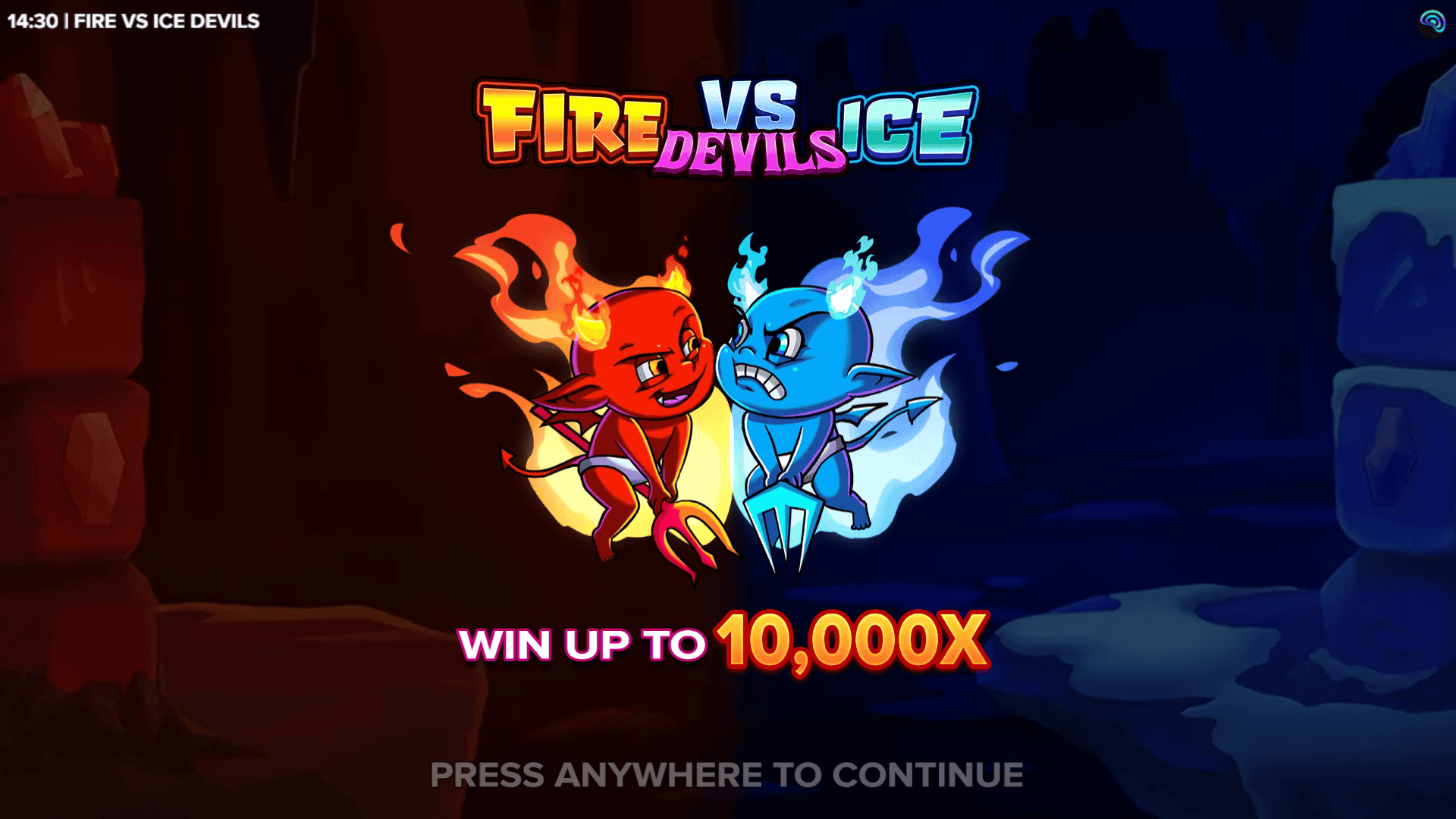 Fire vs Ice Devils slot intro screen