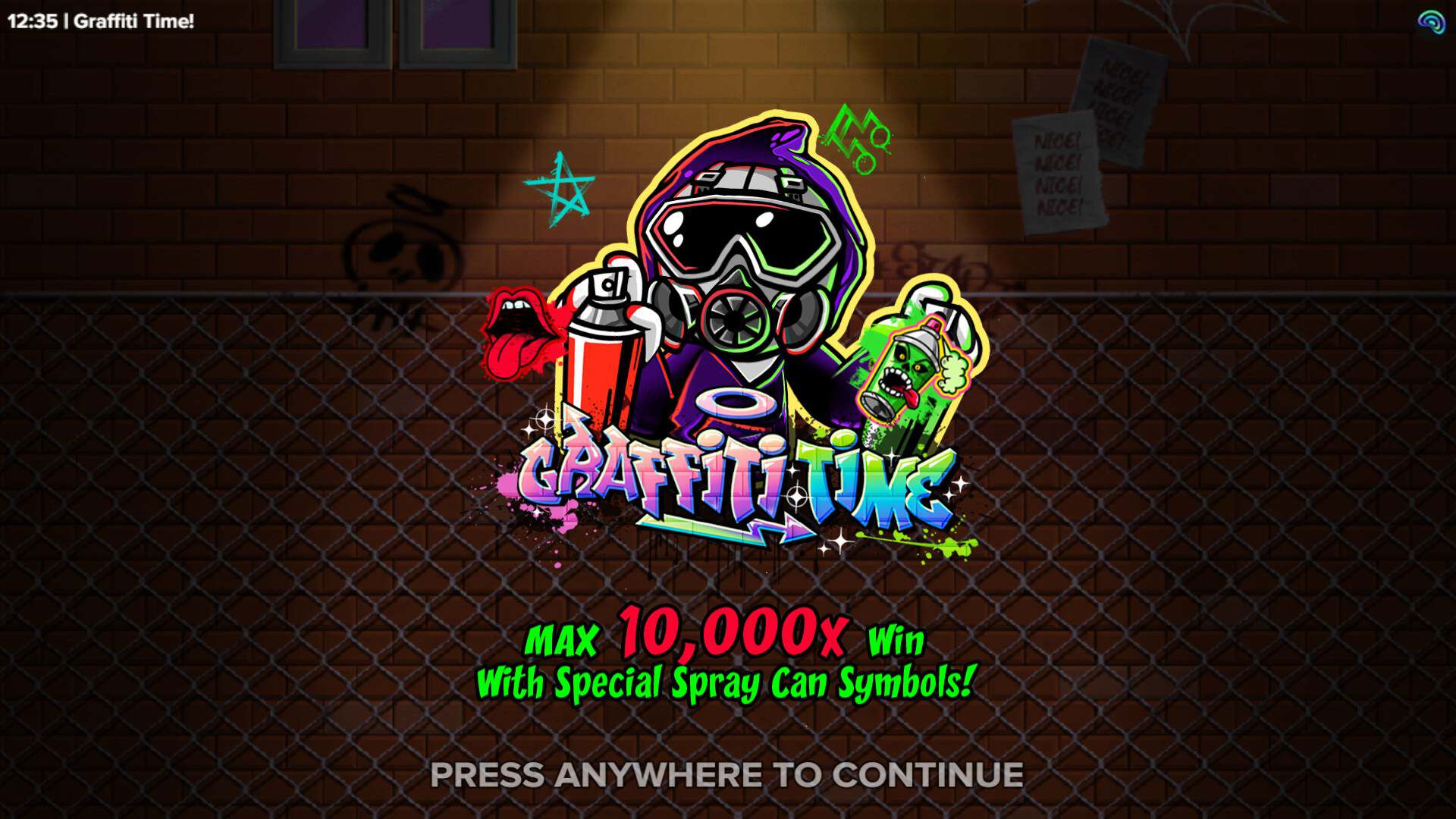 Graffiti Time slot intro screen