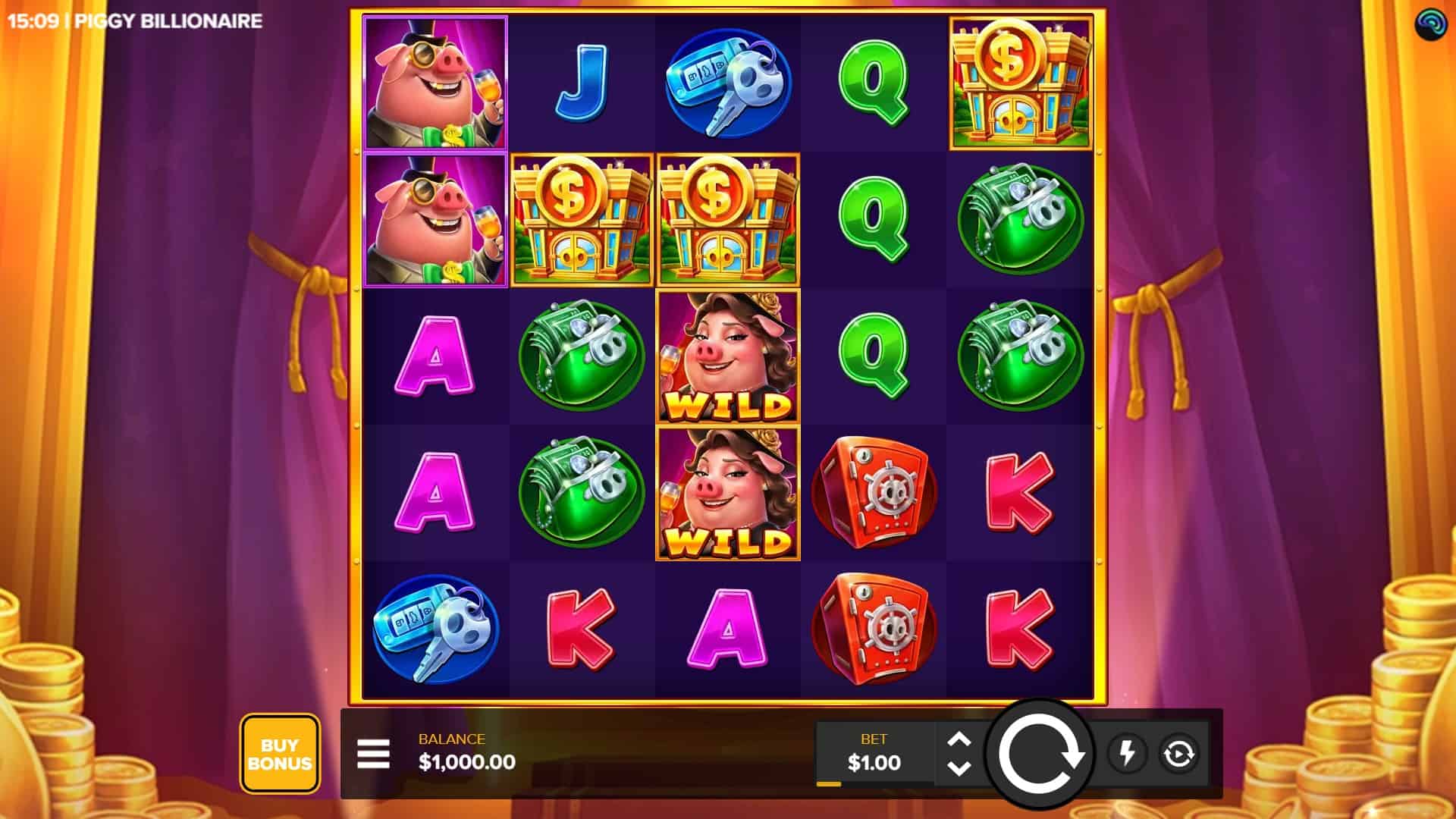 Piggy Billionaire slot gameplay reels