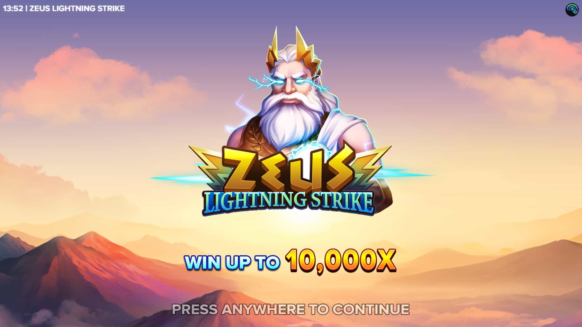 Zeus Lightning Strike slot intro screen