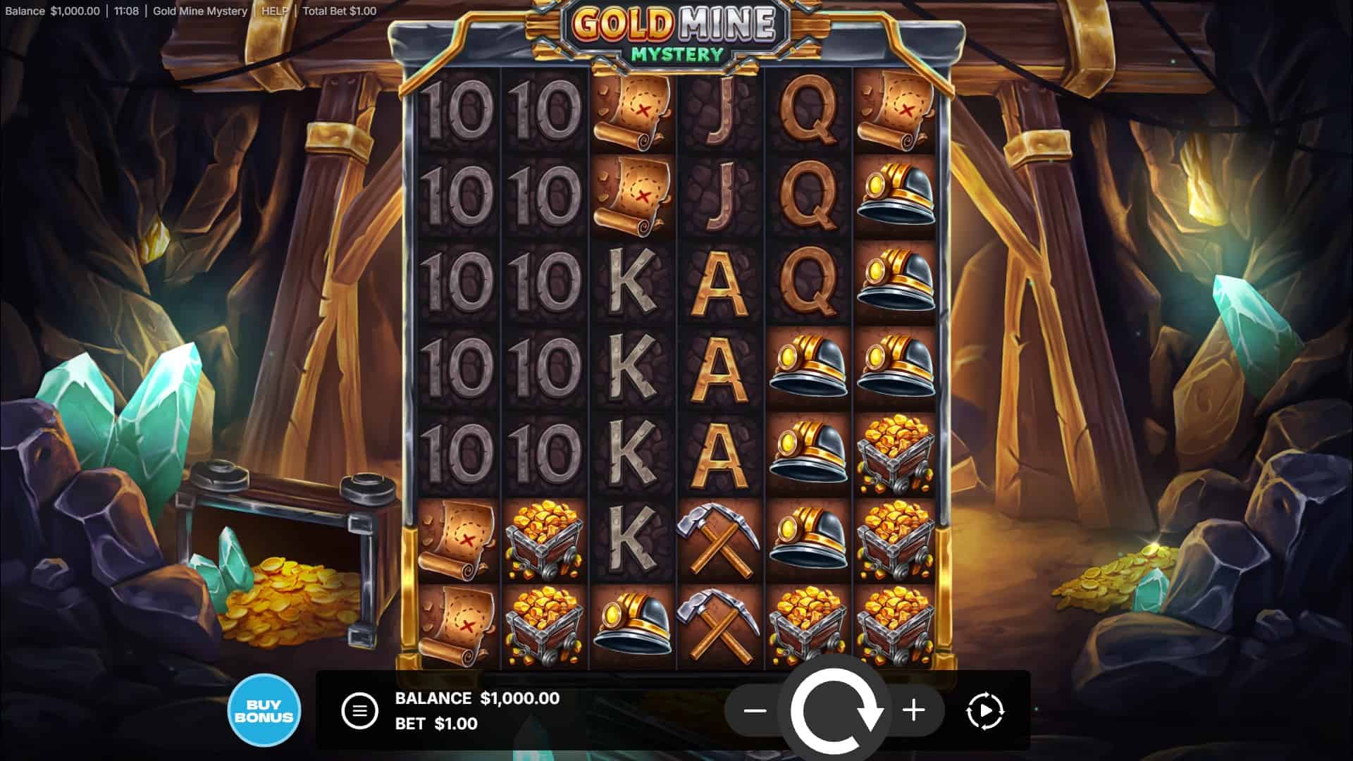 Gold Mine Mystery slot gameplay reels