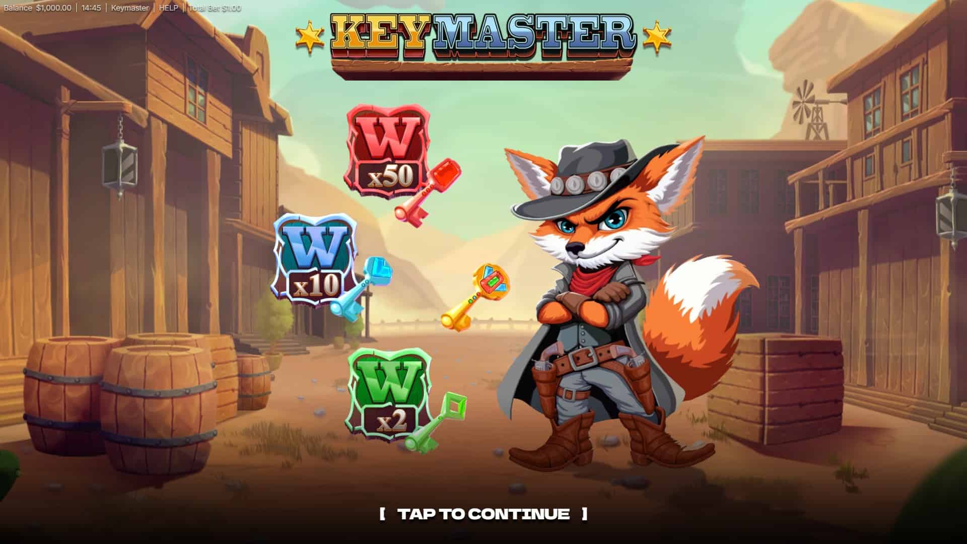Key Master slot intro screen