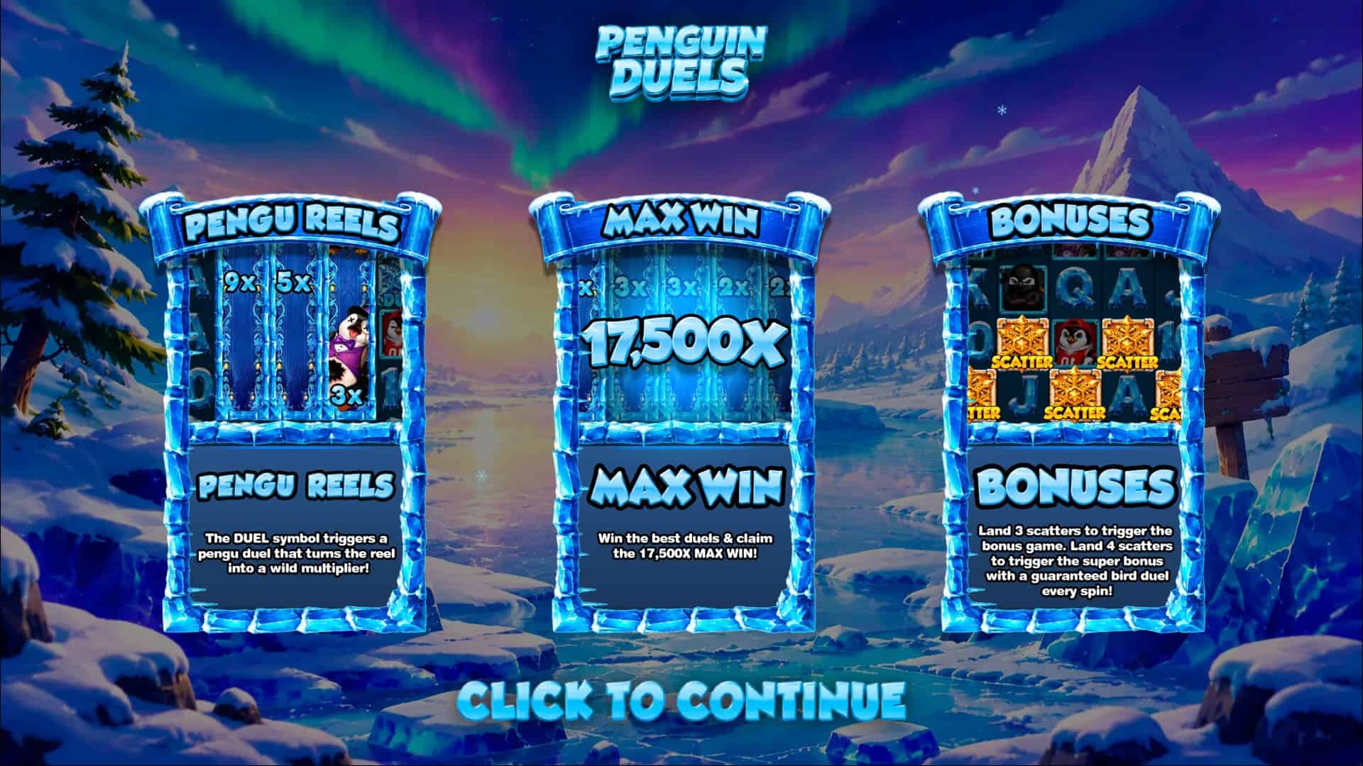 Penguin Duels slot intro screen