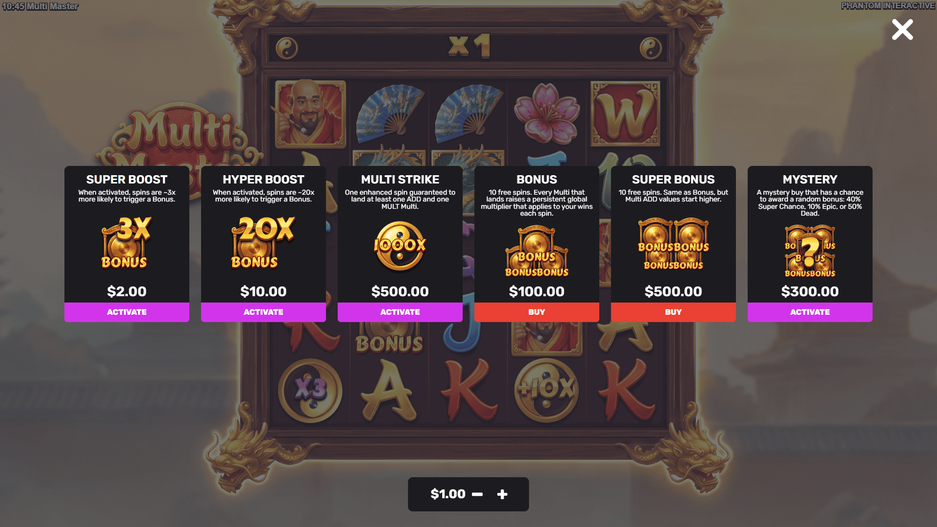 Multi Master bonus buy menu