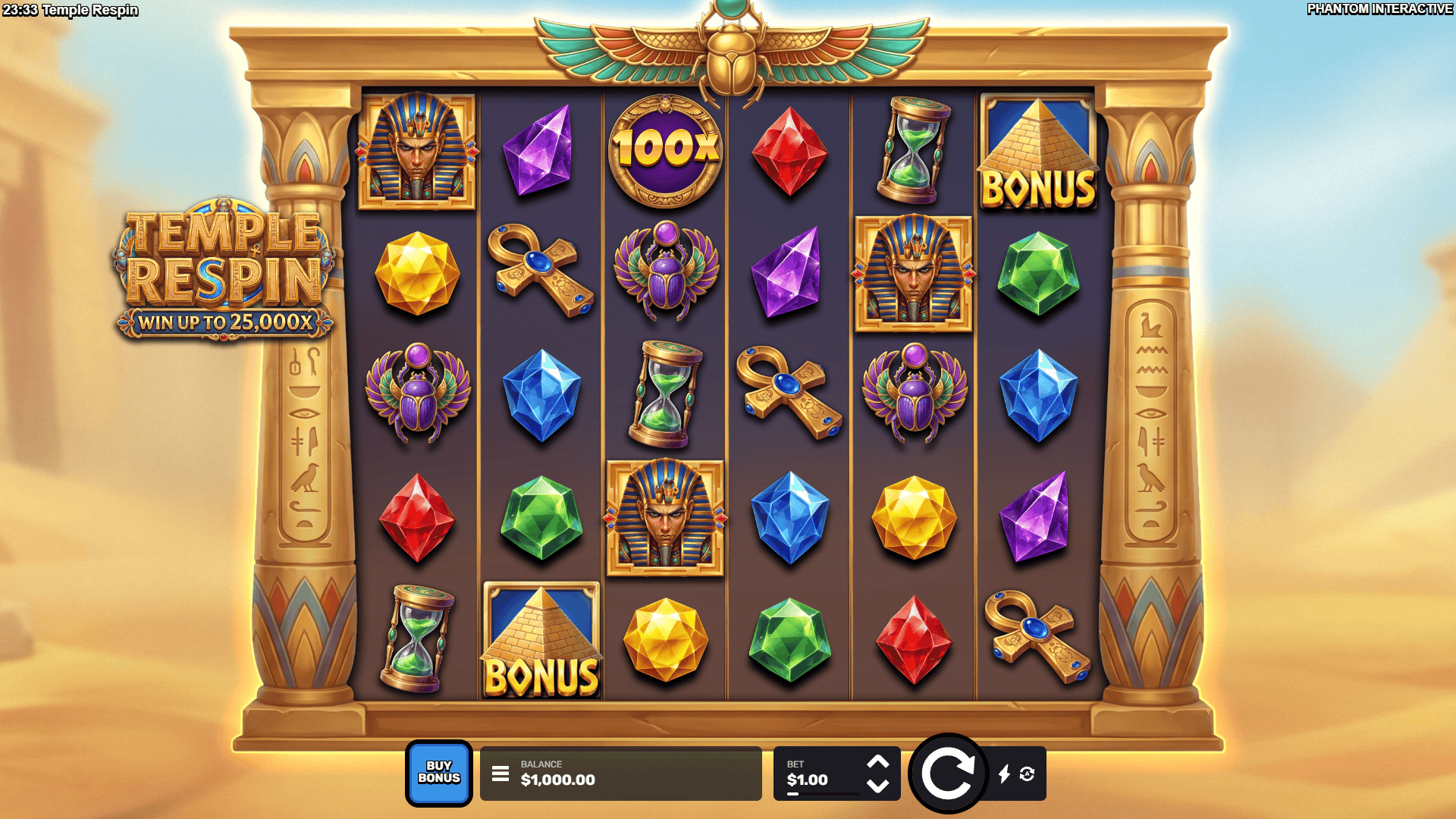 Temple Respin slot gameplay reels