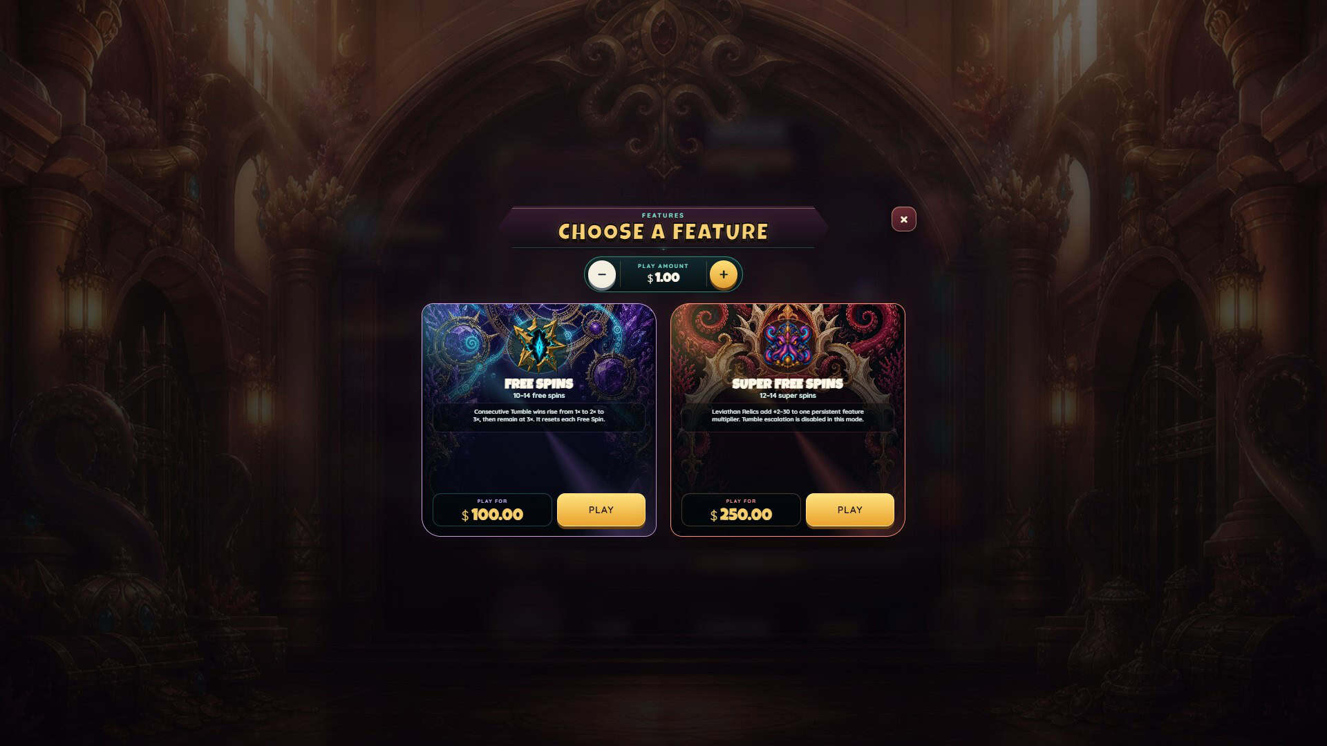 Sunken Dominion bonus buy menu