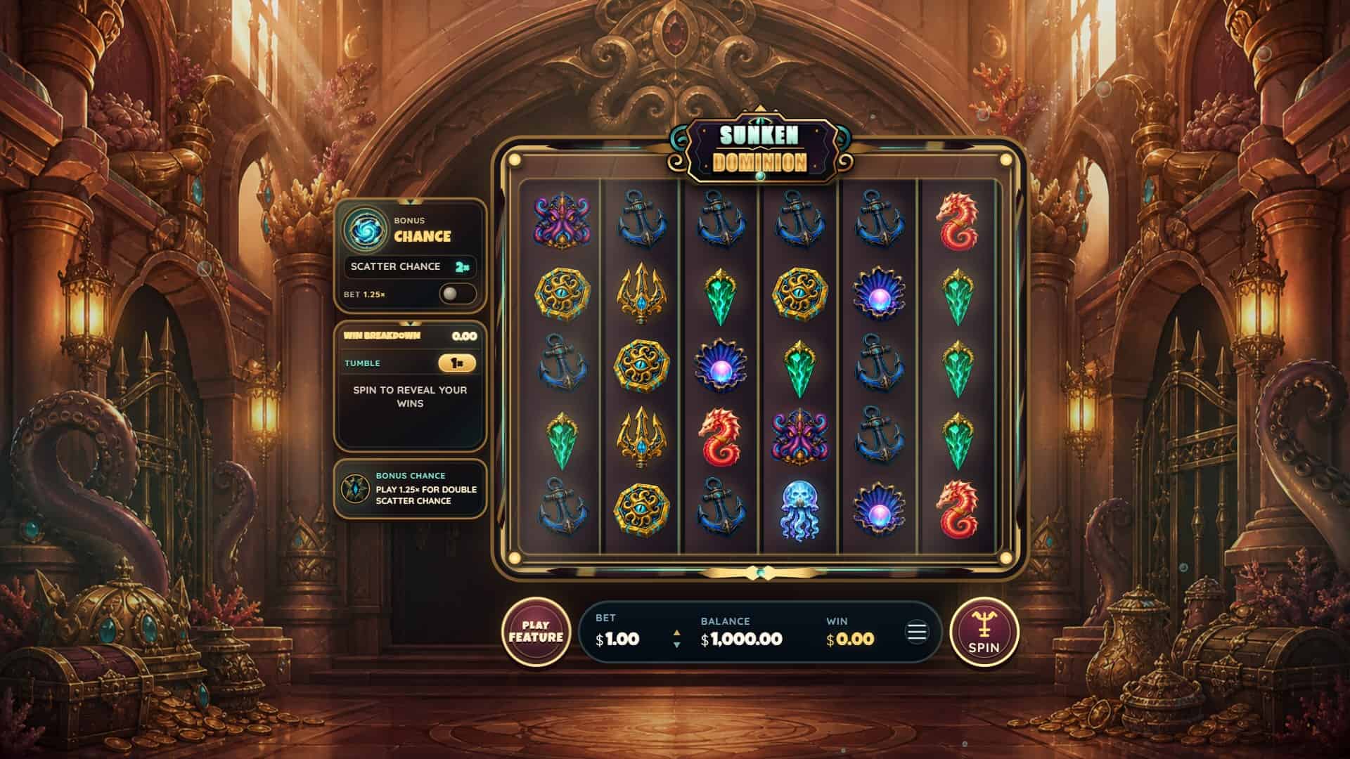 Sunken Dominion slot gameplay reels