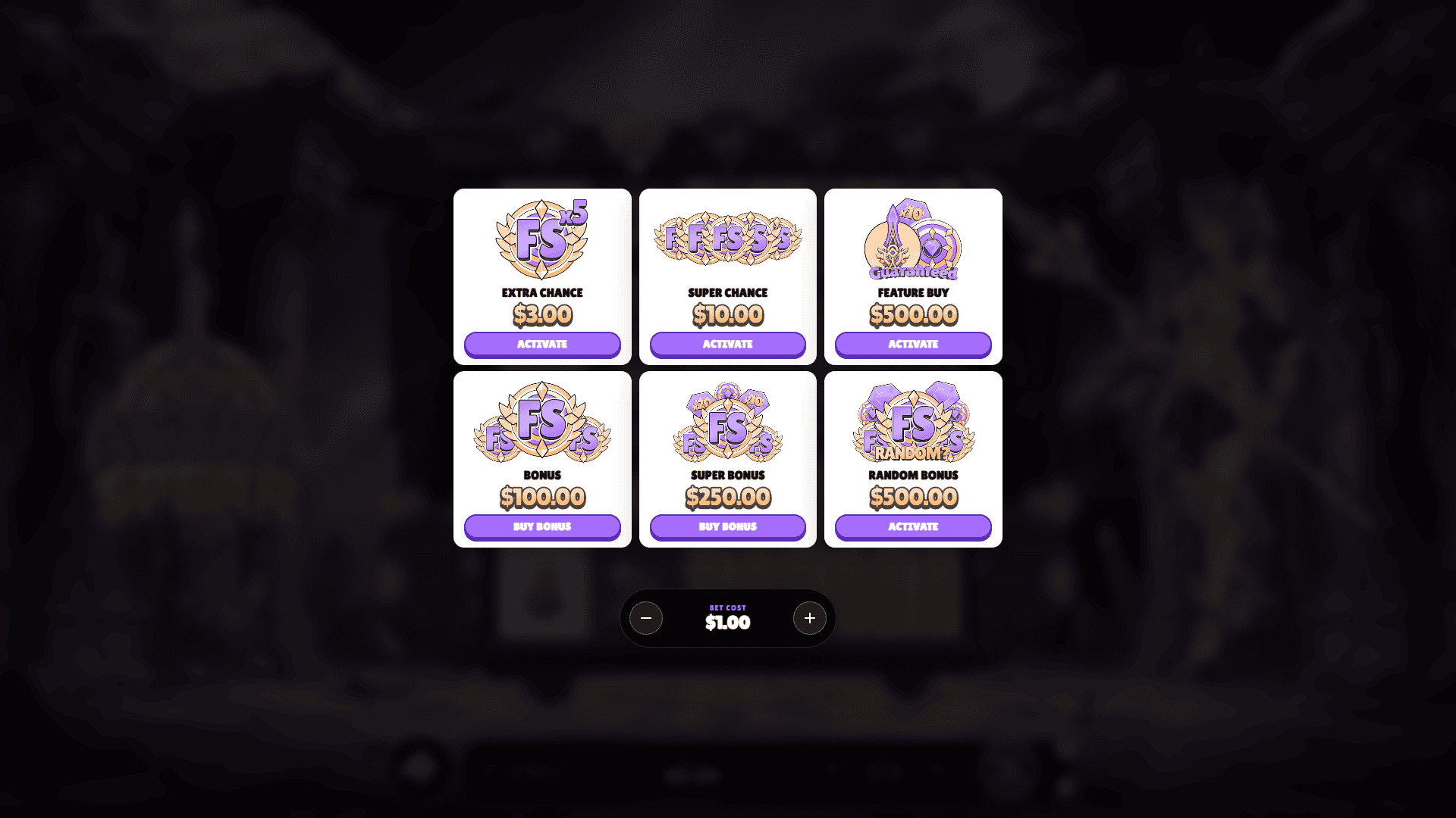 Astra Spear bonus buy menu