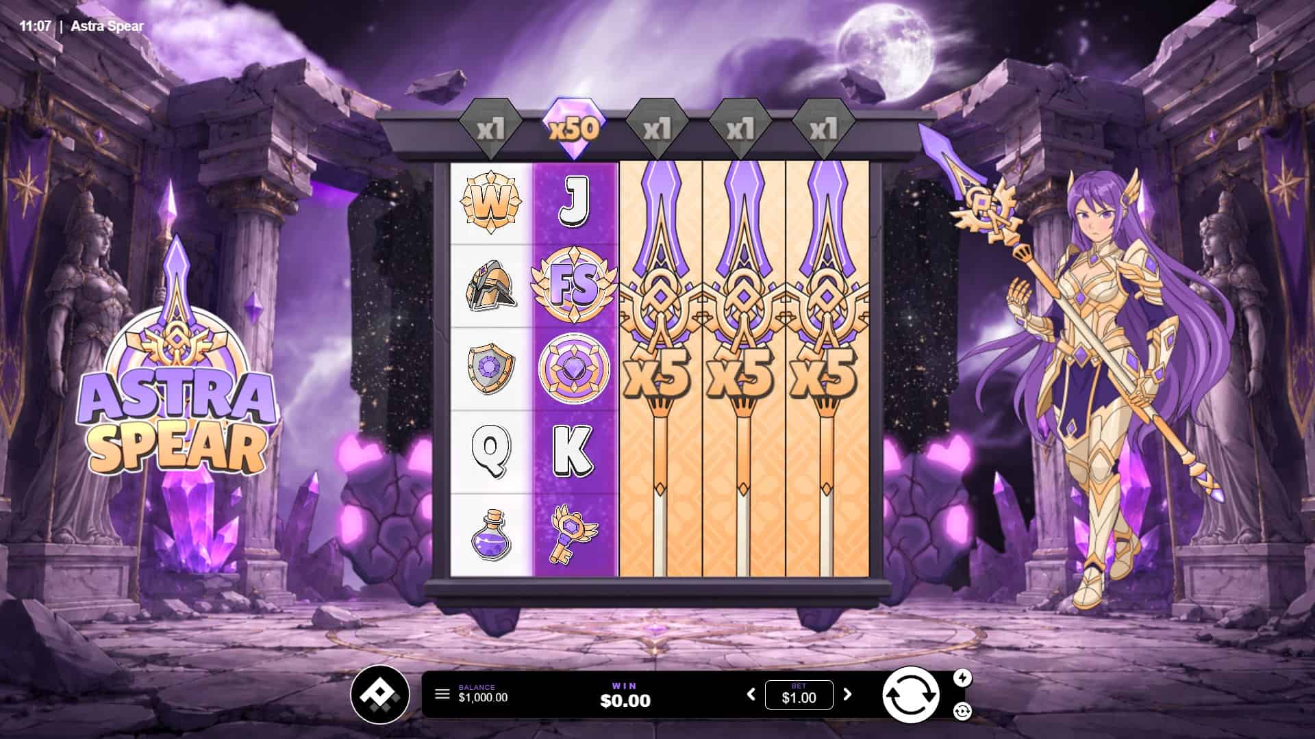 Astra Spear slot gameplay reels