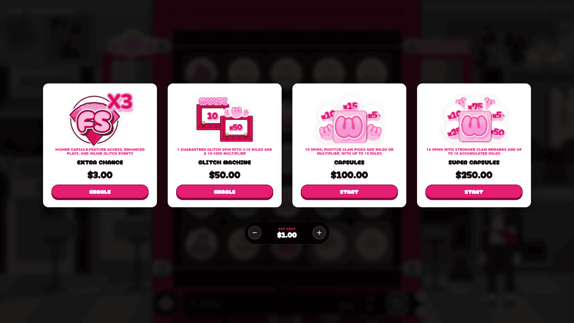 Pipee Capsule bonus buy menu