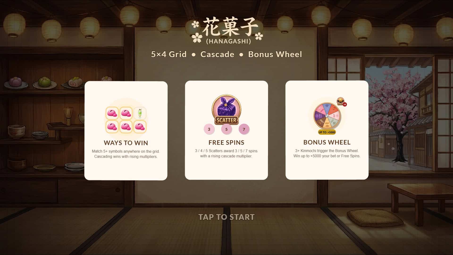 Hanagashi slot intro screen