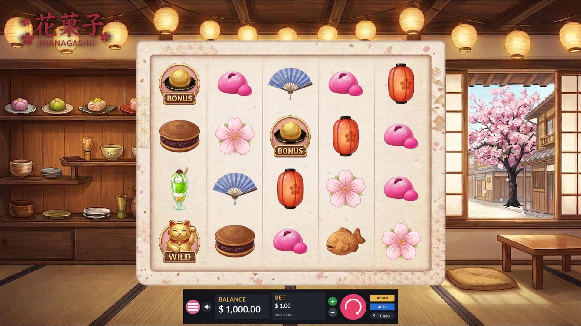 Hanagashi slot gameplay reels
