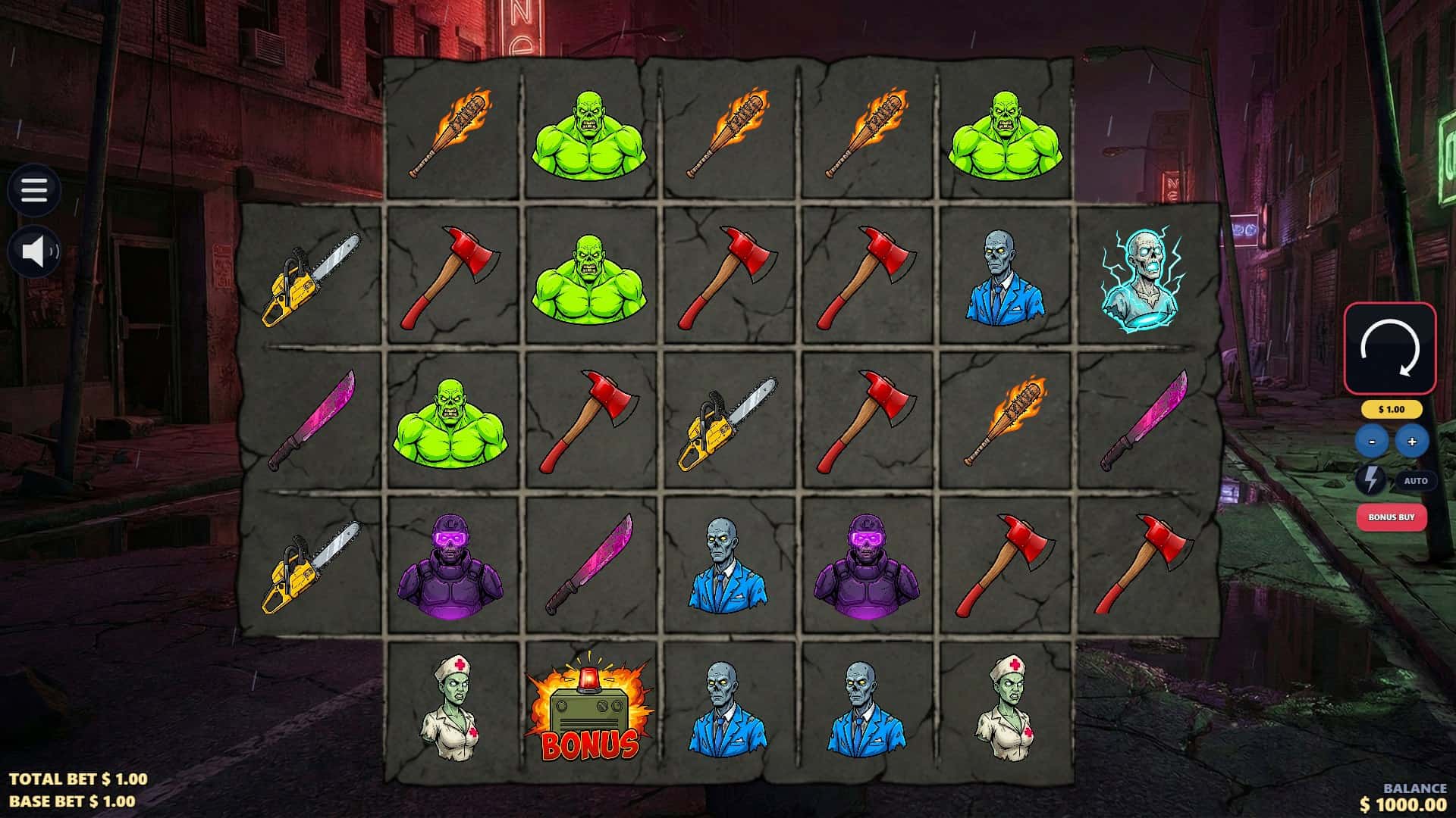 Zombie Hunter slot gameplay reels