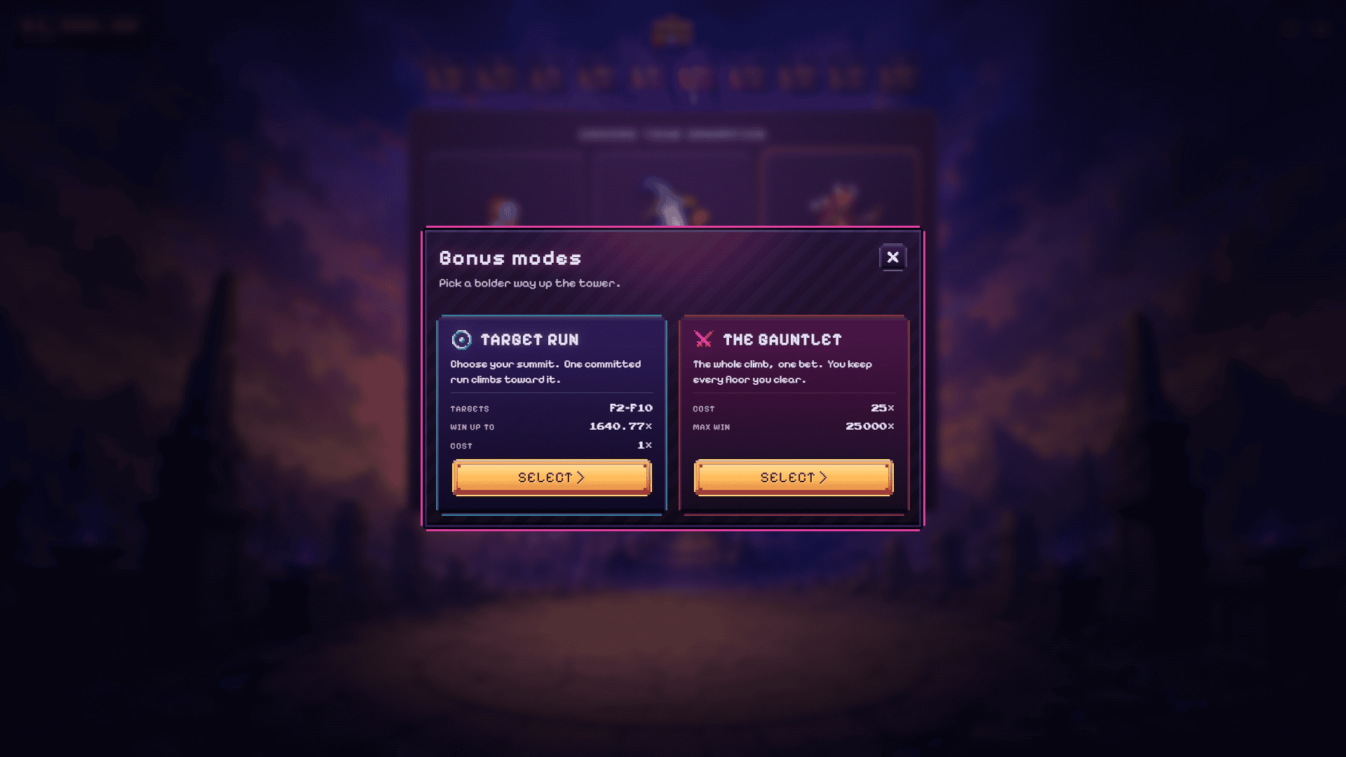 Tower Of Beasts bonus buy menu
