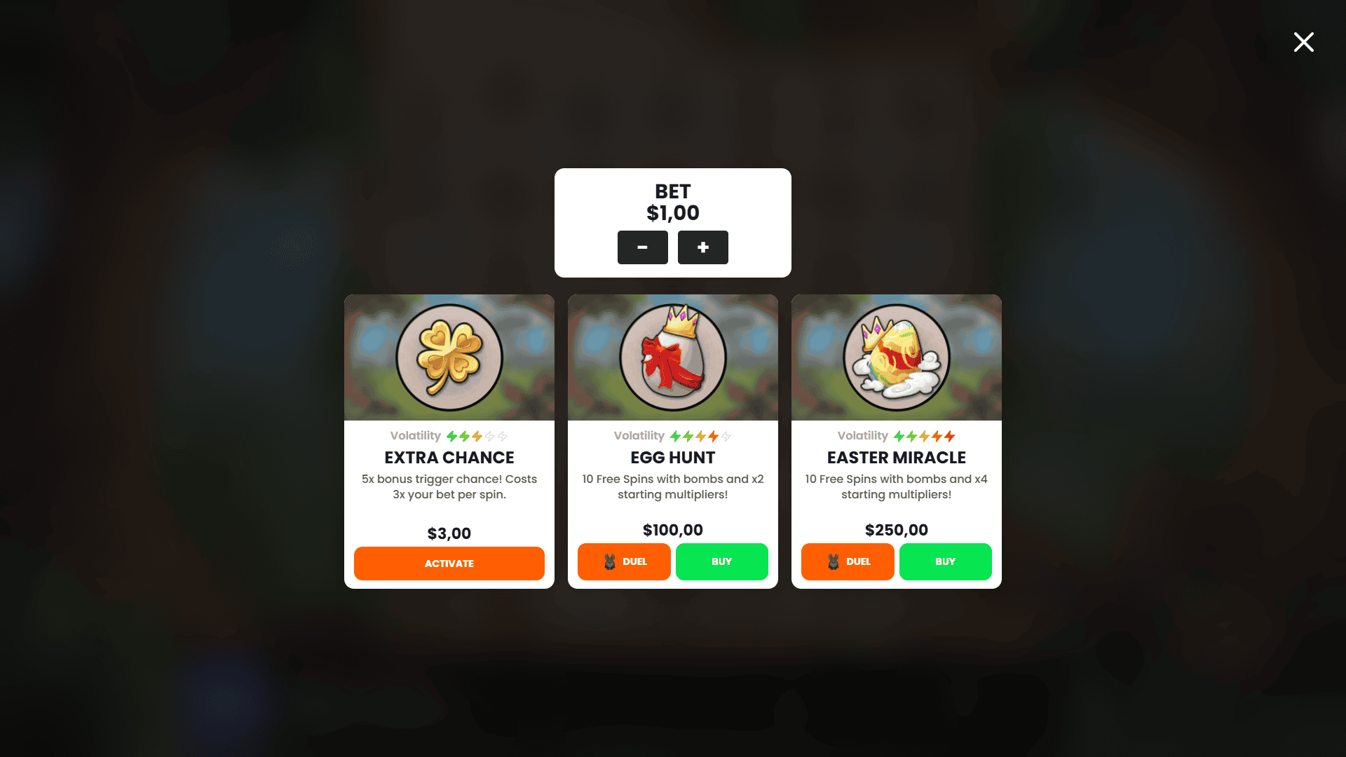 Easter Guardian Cluster Pays bonus buy menu
