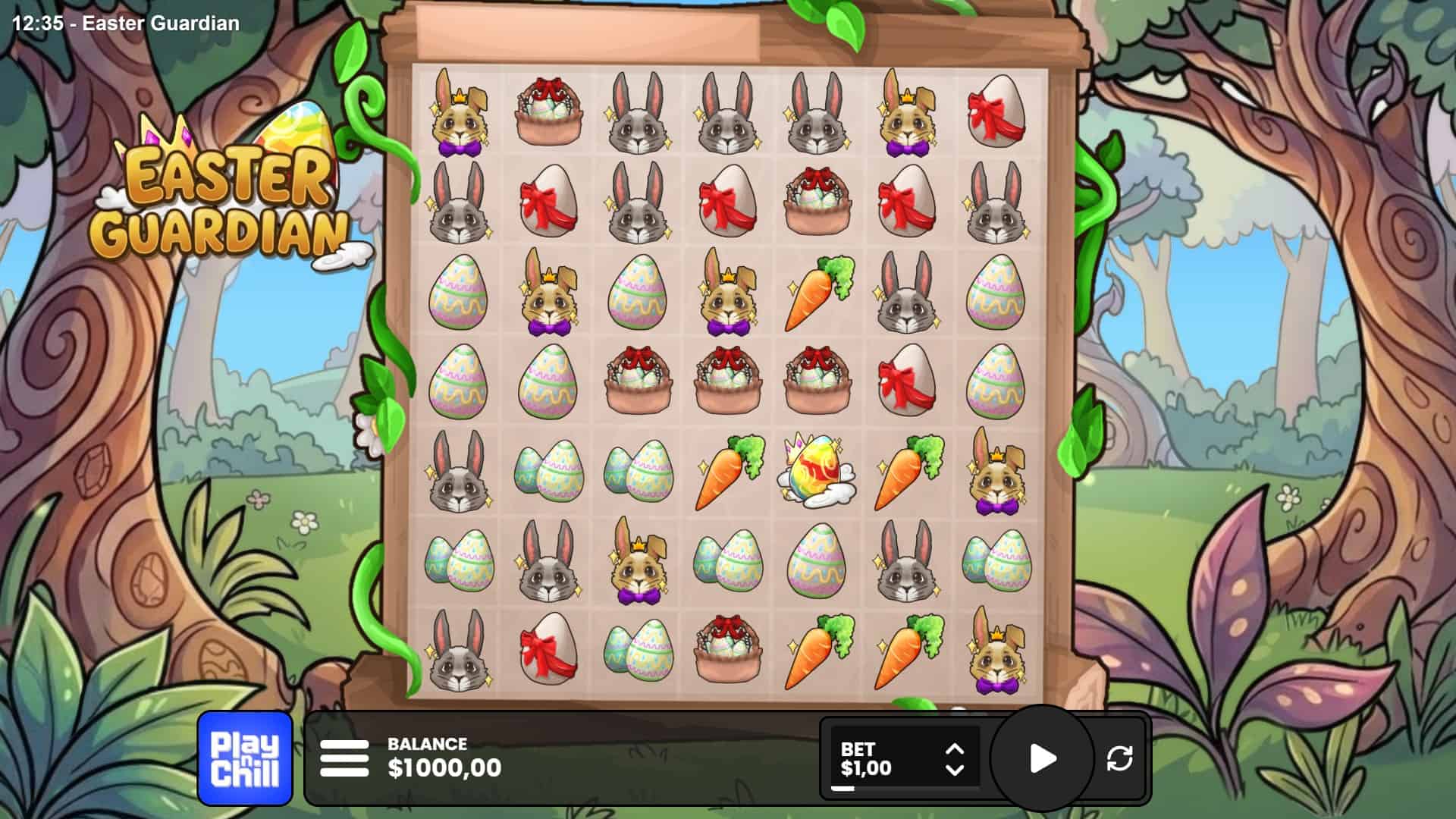 Easter Guardian Cluster Pays slot gameplay reels