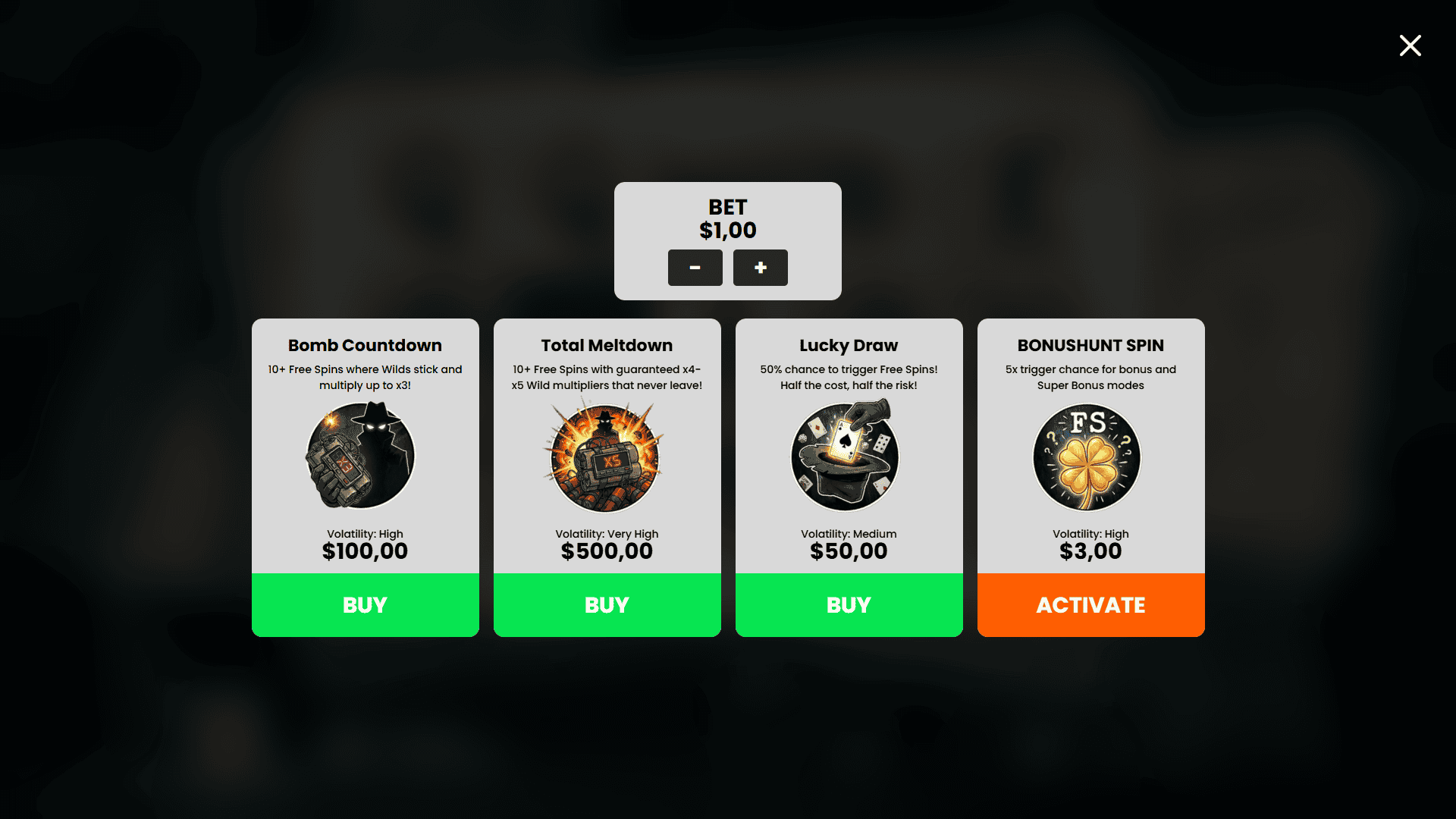 The Classified Case bonus buy menu