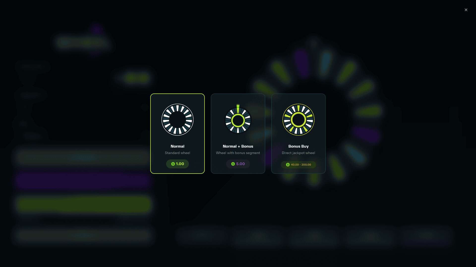 X-wheel bonus buy menu