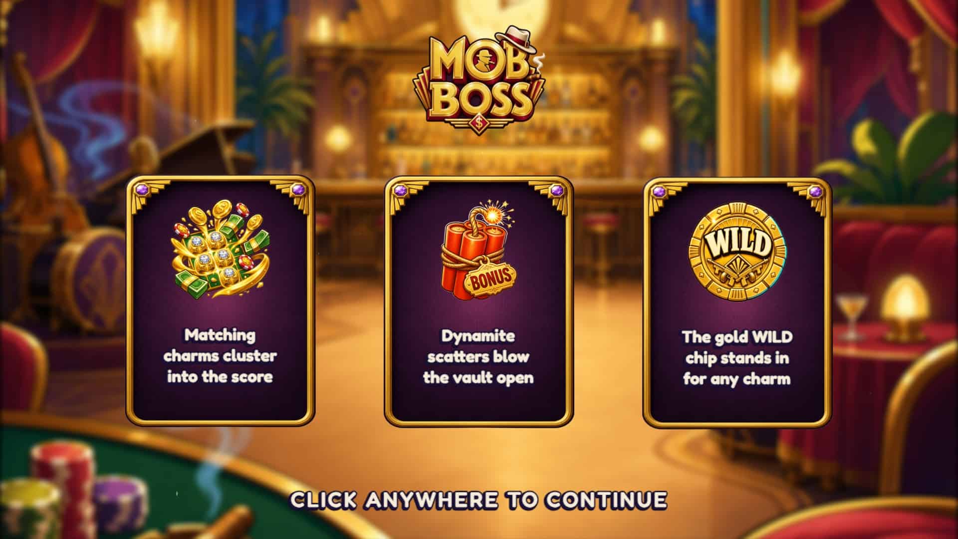 Mob Boss slot intro screen