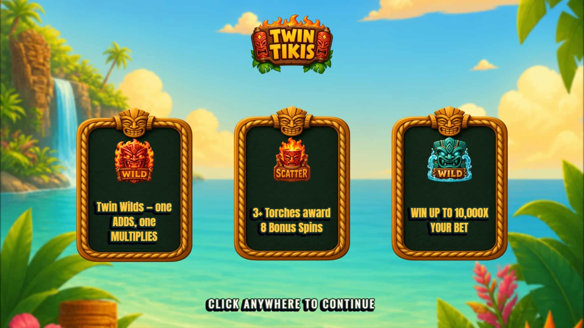 Twin Tikis slot intro screen