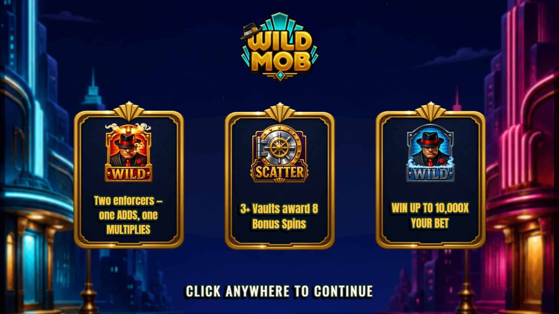Wild Mob slot intro screen