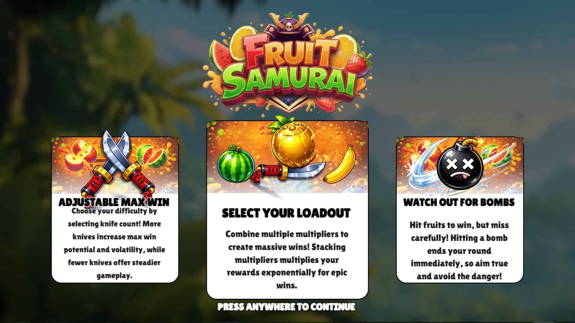 Fruit Samurai slot intro screen