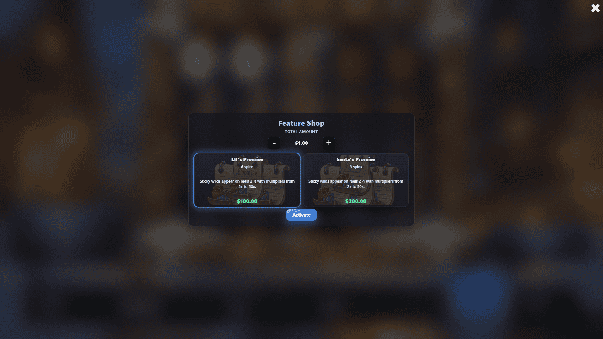 Santas Promise bonus buy menu