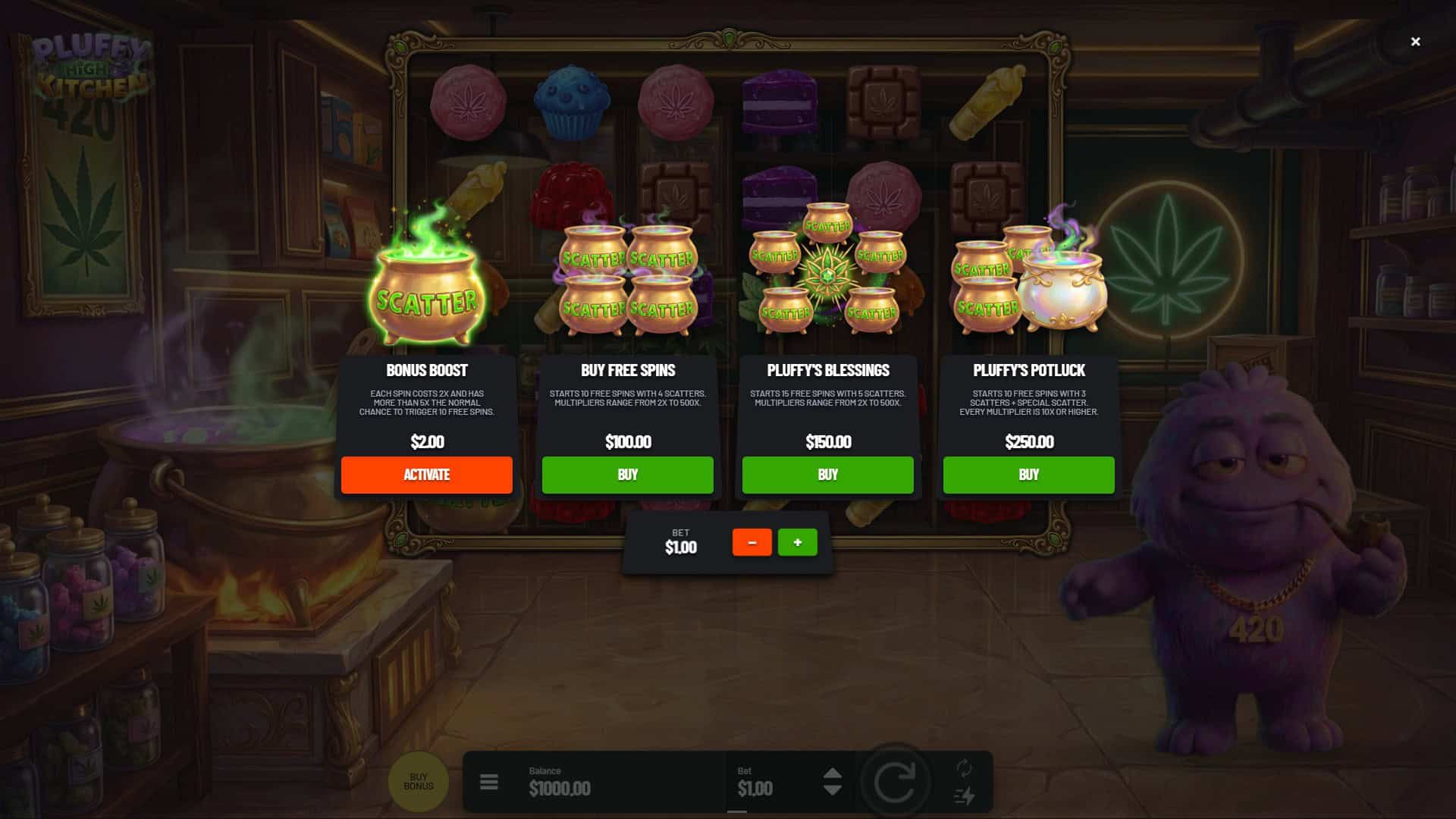 Pluffy High Kitchen bonus buy menu