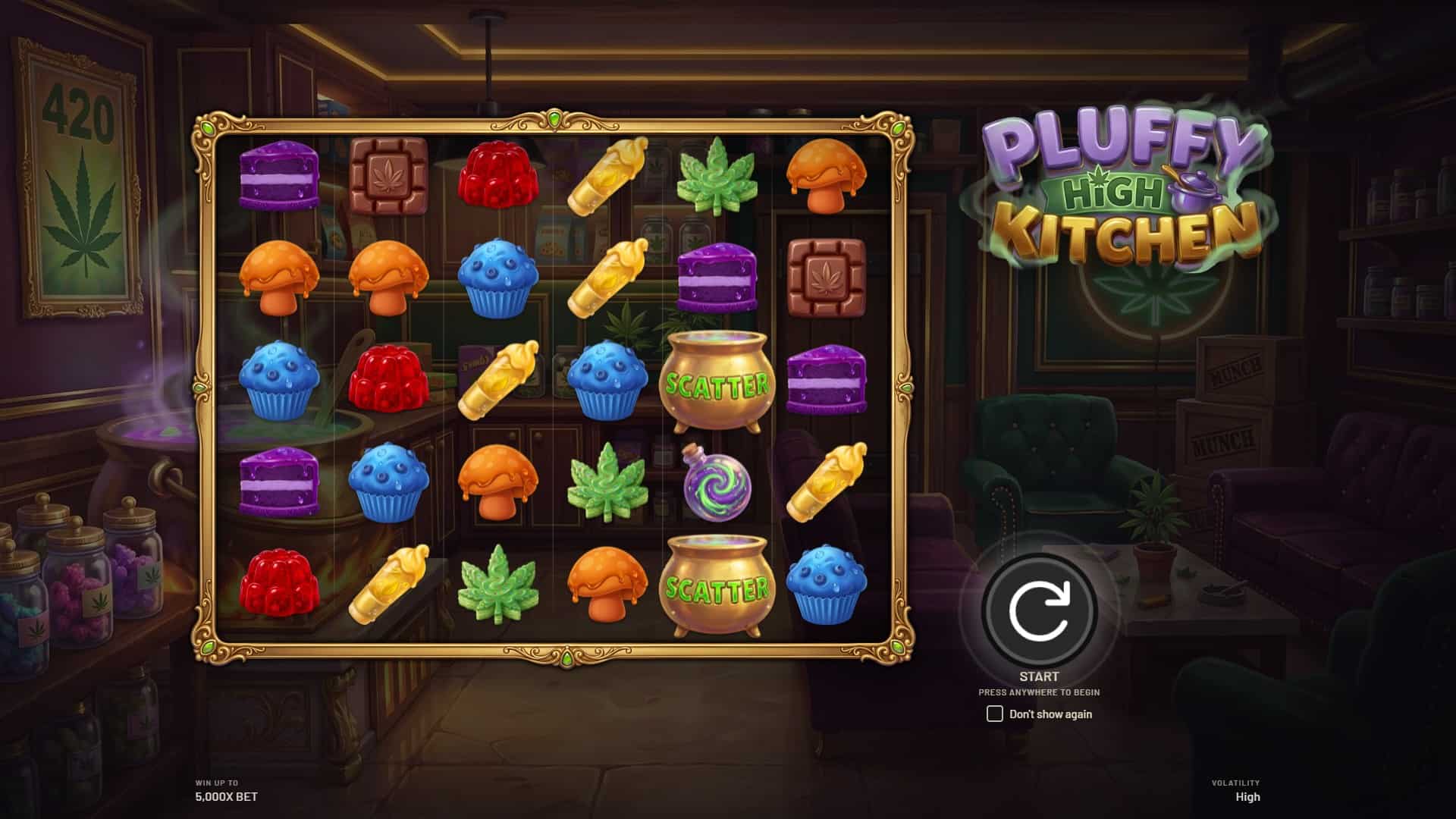 Pluffy High Kitchen slot intro screen