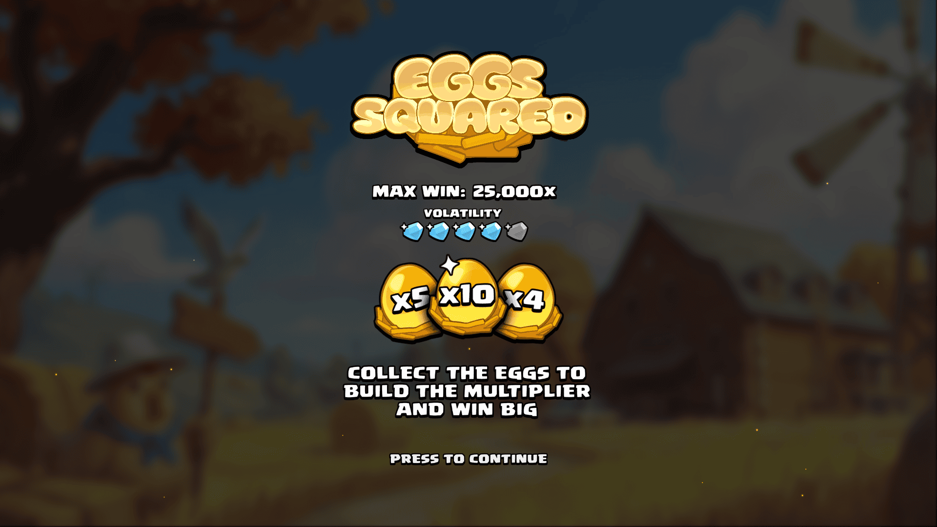 Eggs Squared slot intro screen