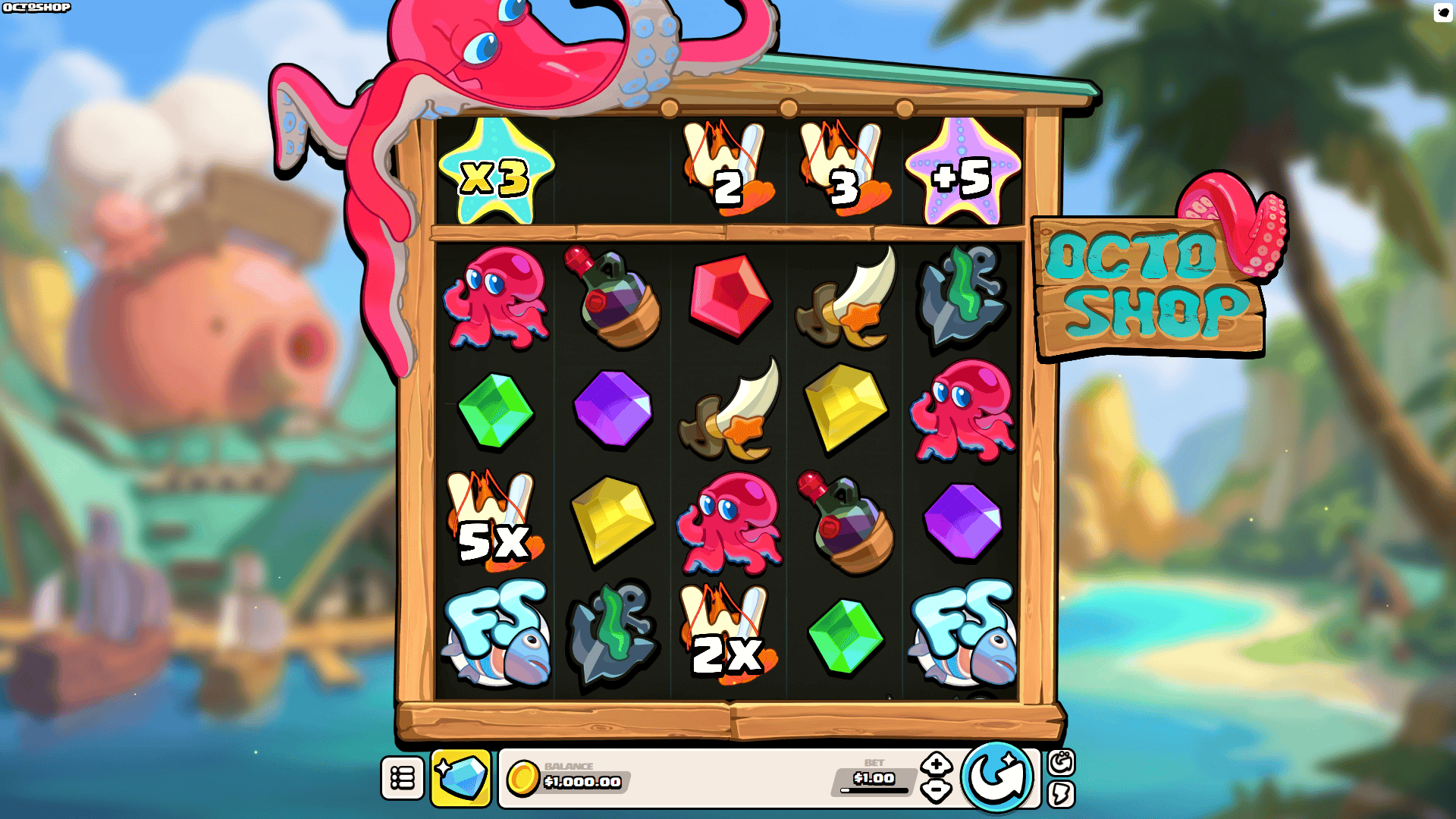 Octo Shop slot gameplay reels