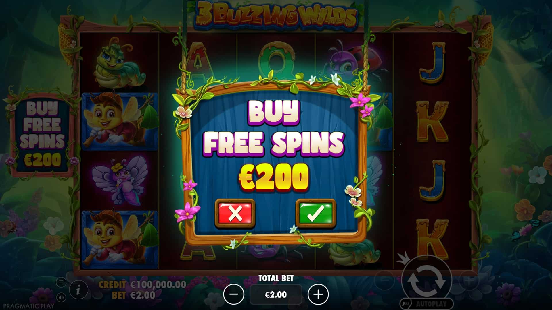 3 Buzzing Wilds bonus buy menu