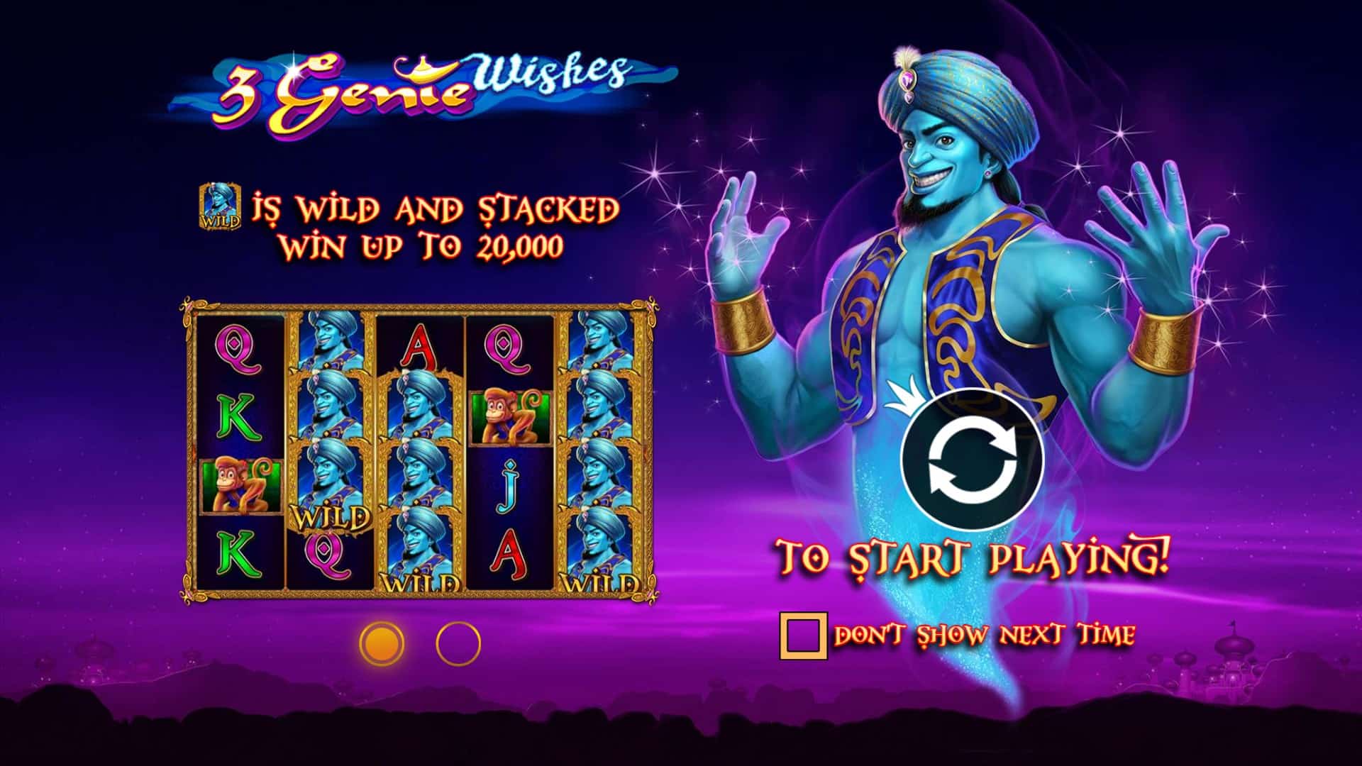 3 Genie Wishes slot intro screen