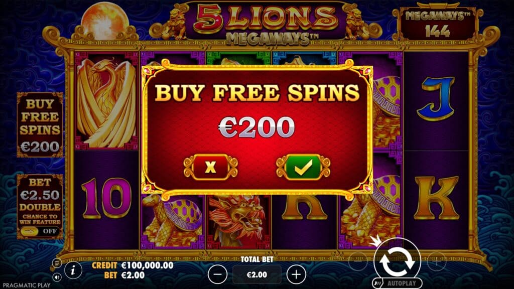 Pragmatic play 5 lions megaways bonus buy