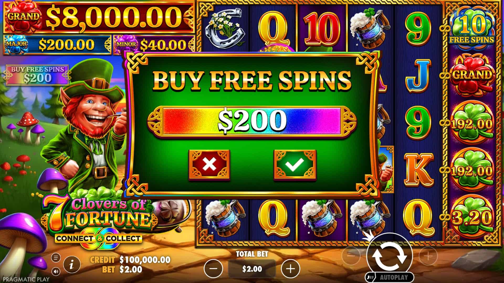 7 Clovers of Fortune bonus buy menu