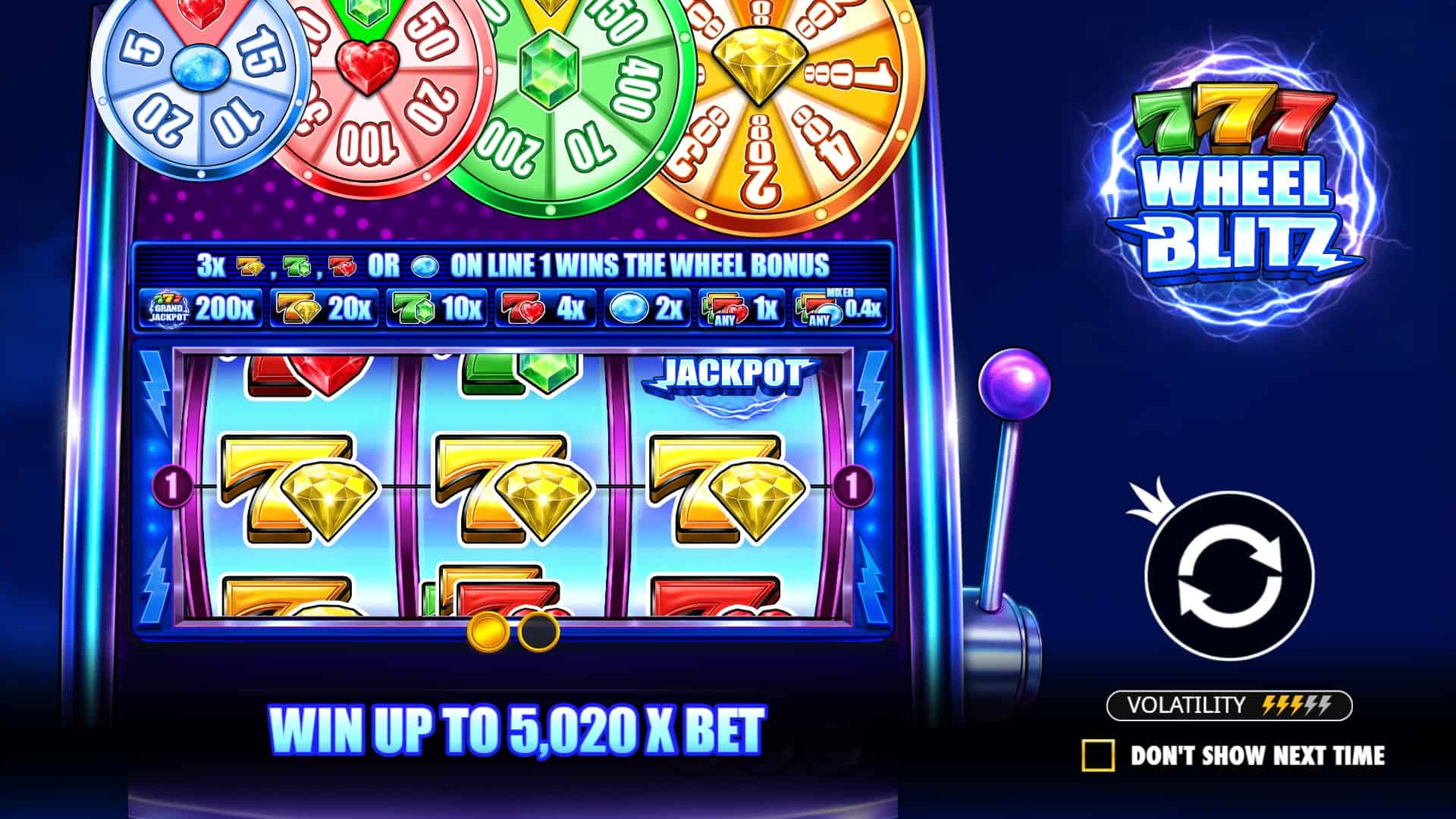 777 Wheel Blitz slot intro screen