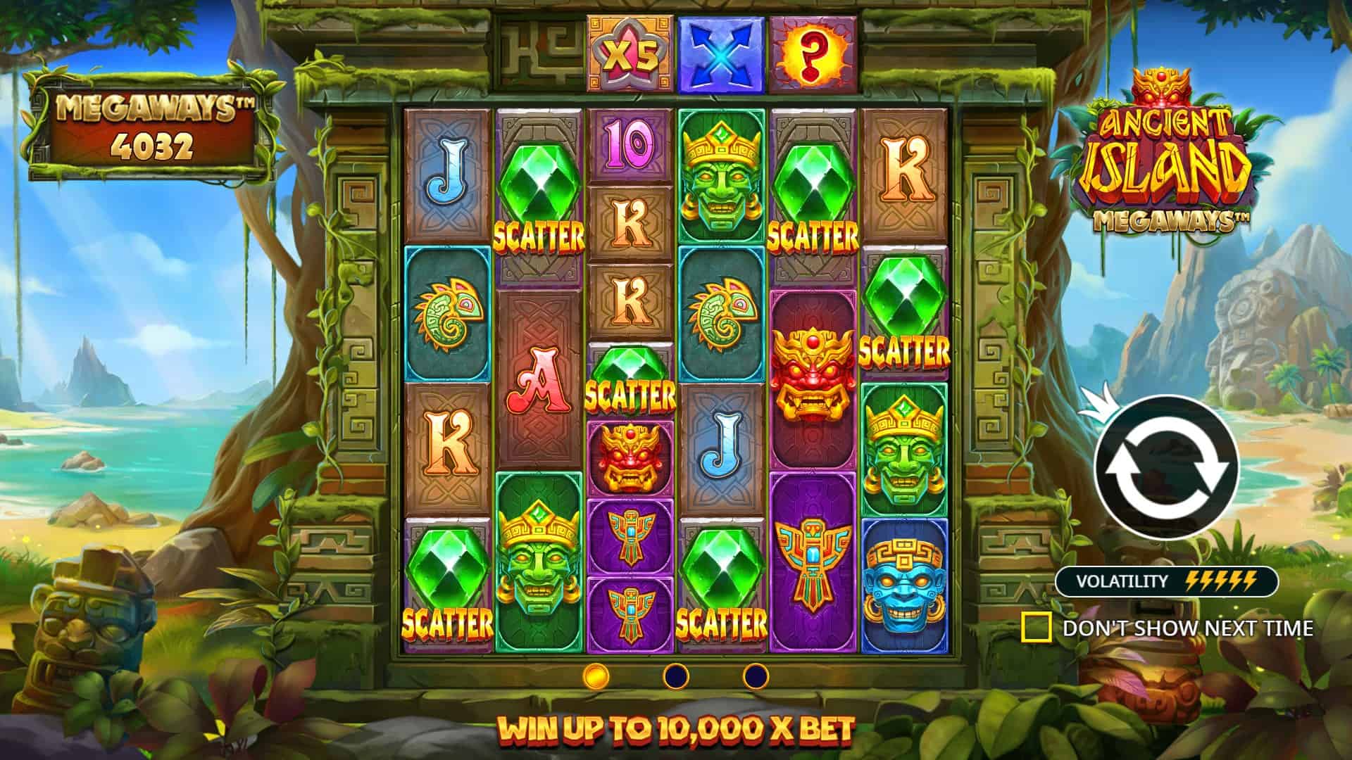 Ancient Island Megaways slot intro screen