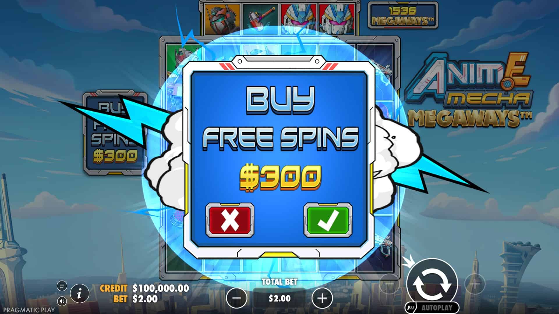 Anime Mecha Megaways bonus buy menu