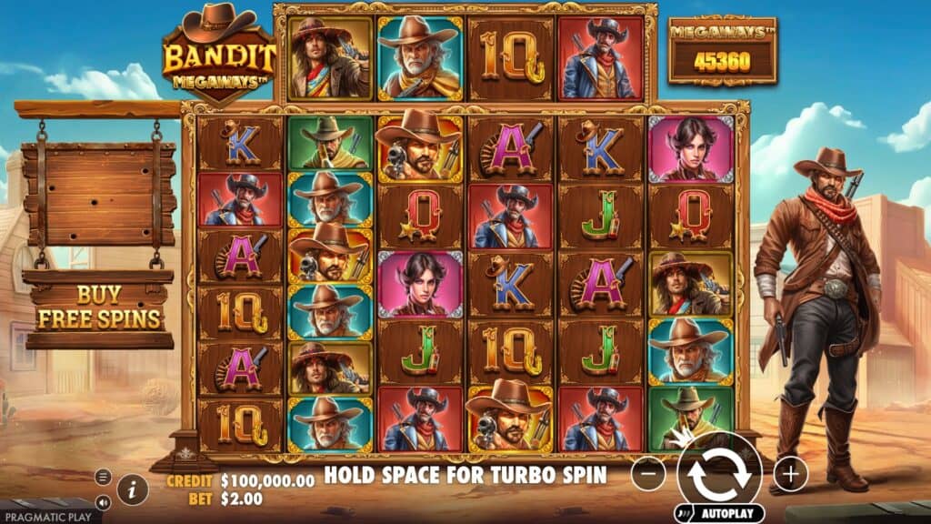 Bandit Megaways slot gameplay reels