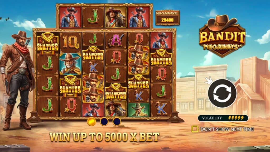 Bandit Megaways slot intro screen