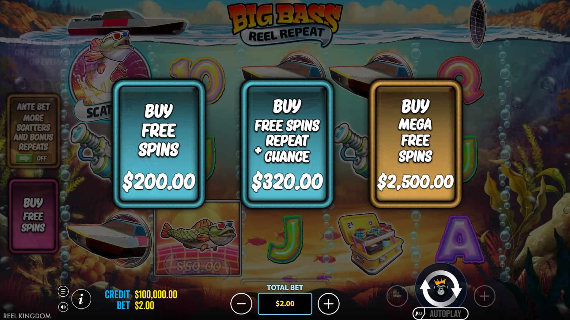 Big Bass Reel Repeat bonus buy menu
