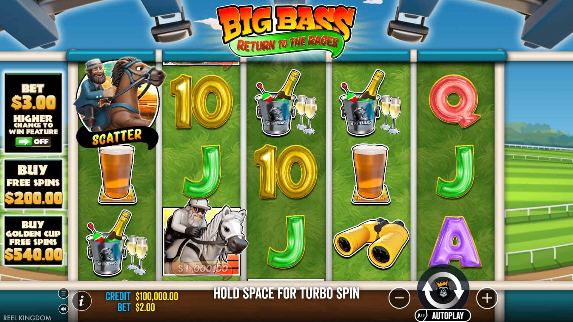 Big Bass Return to the Races Feature Buy slot gameplay reels