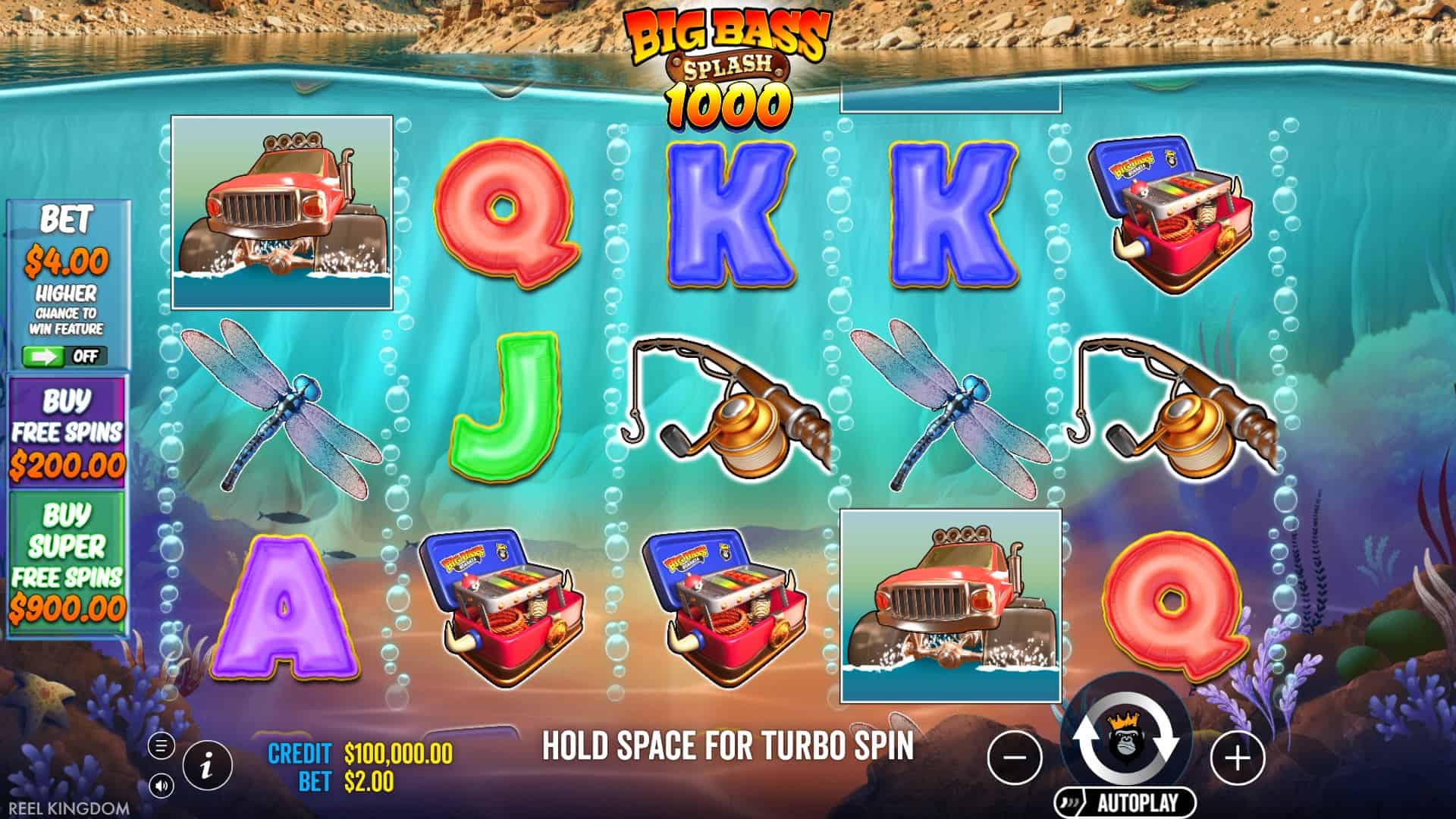 Big Bass Splash 1000 slot gameplay reels