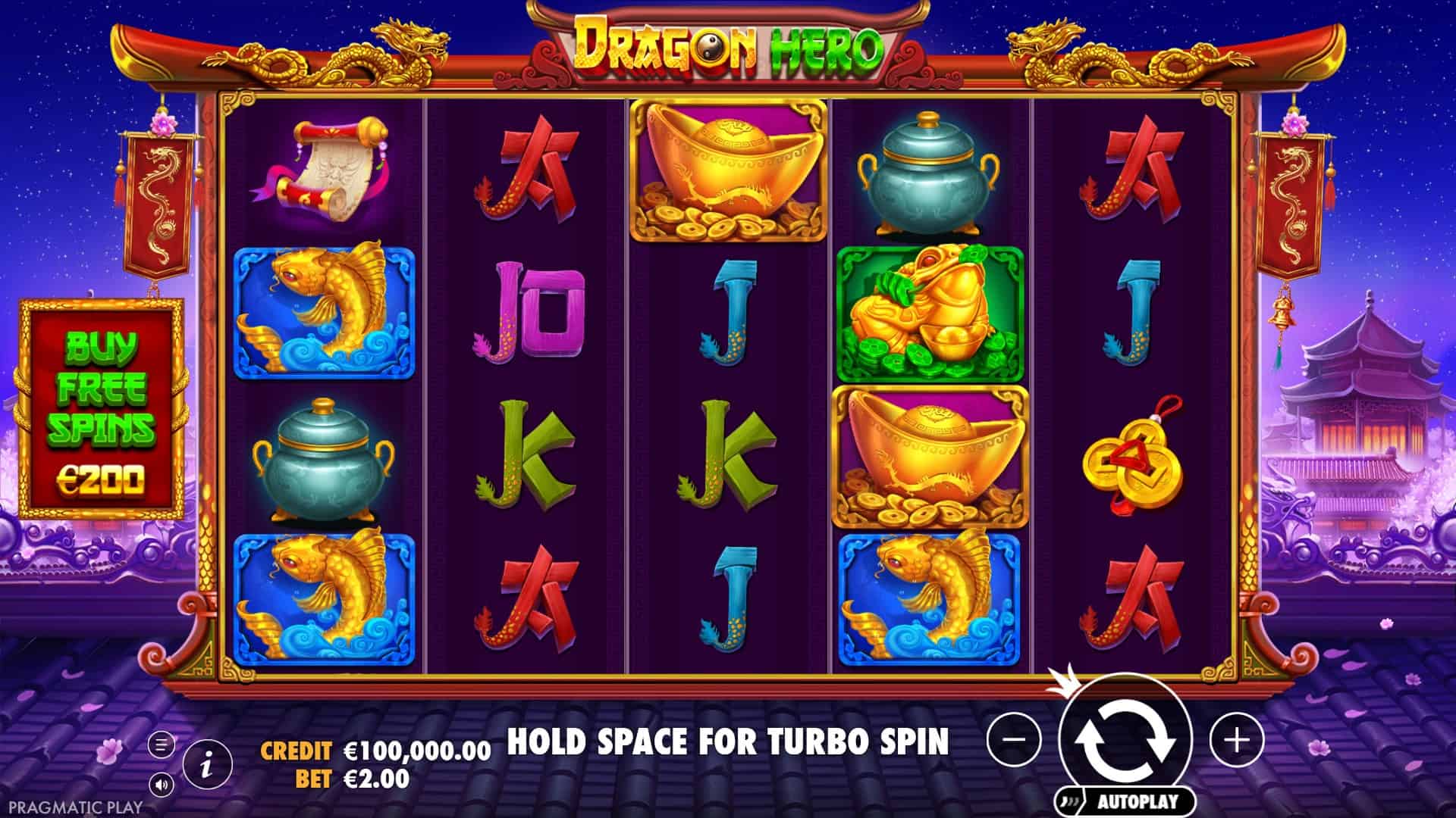 Dragon Hero slot gameplay reels