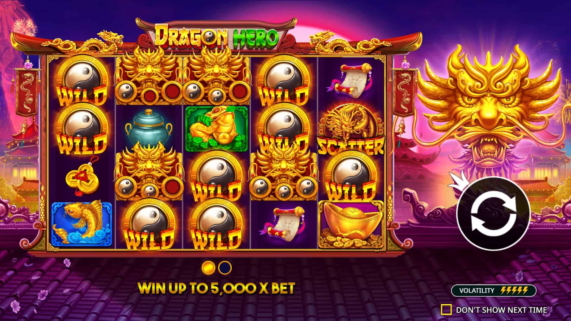 Dragon Hero slot intro screen