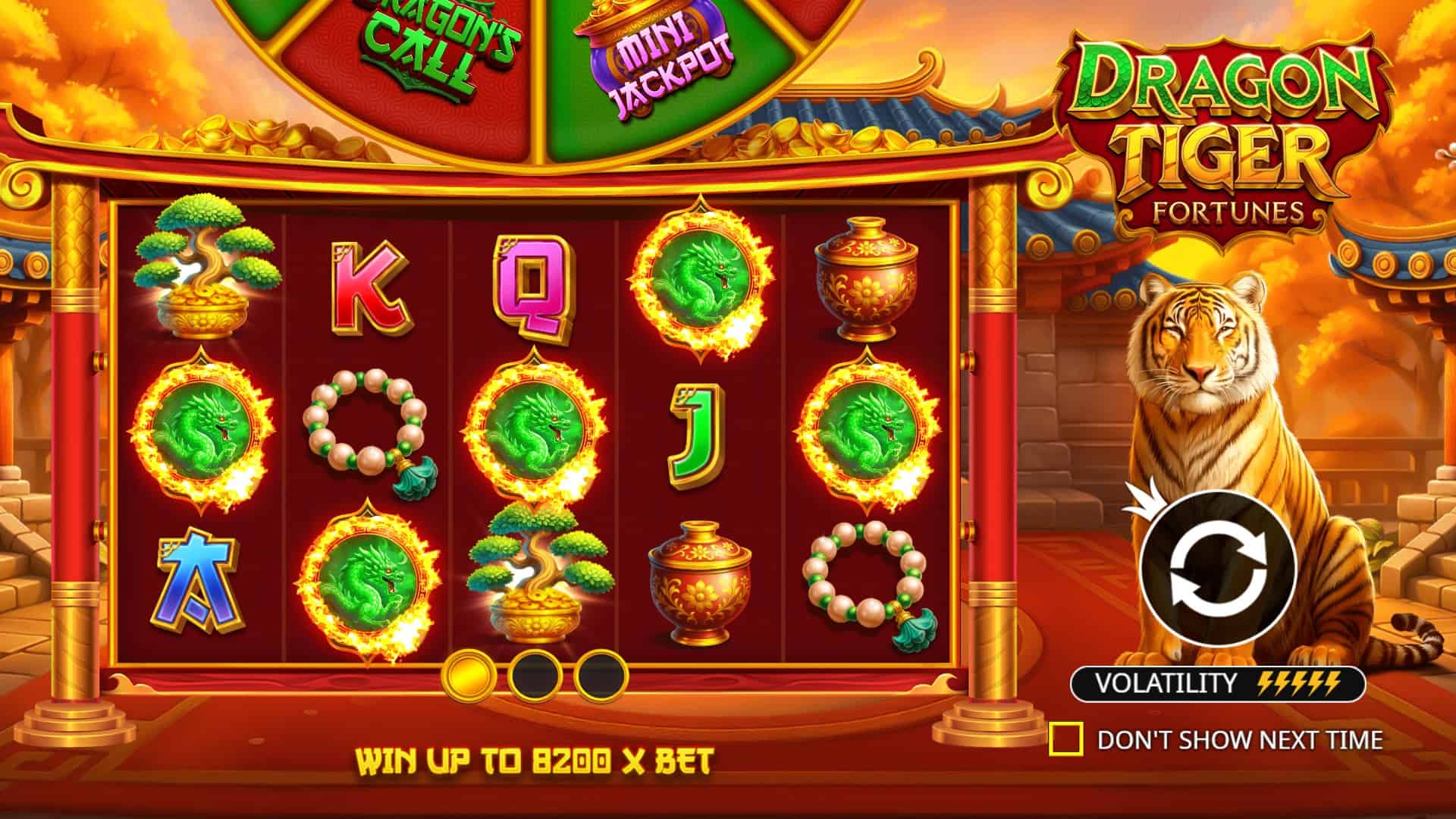 Dragon Tiger Fortunes slot intro screen