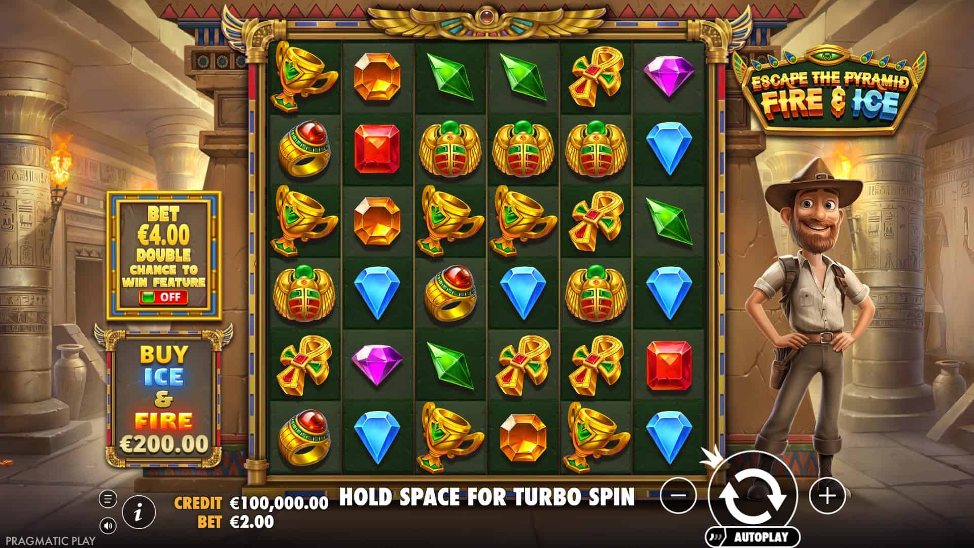 Escape the Pyramid Fire & Ice slot gameplay reels